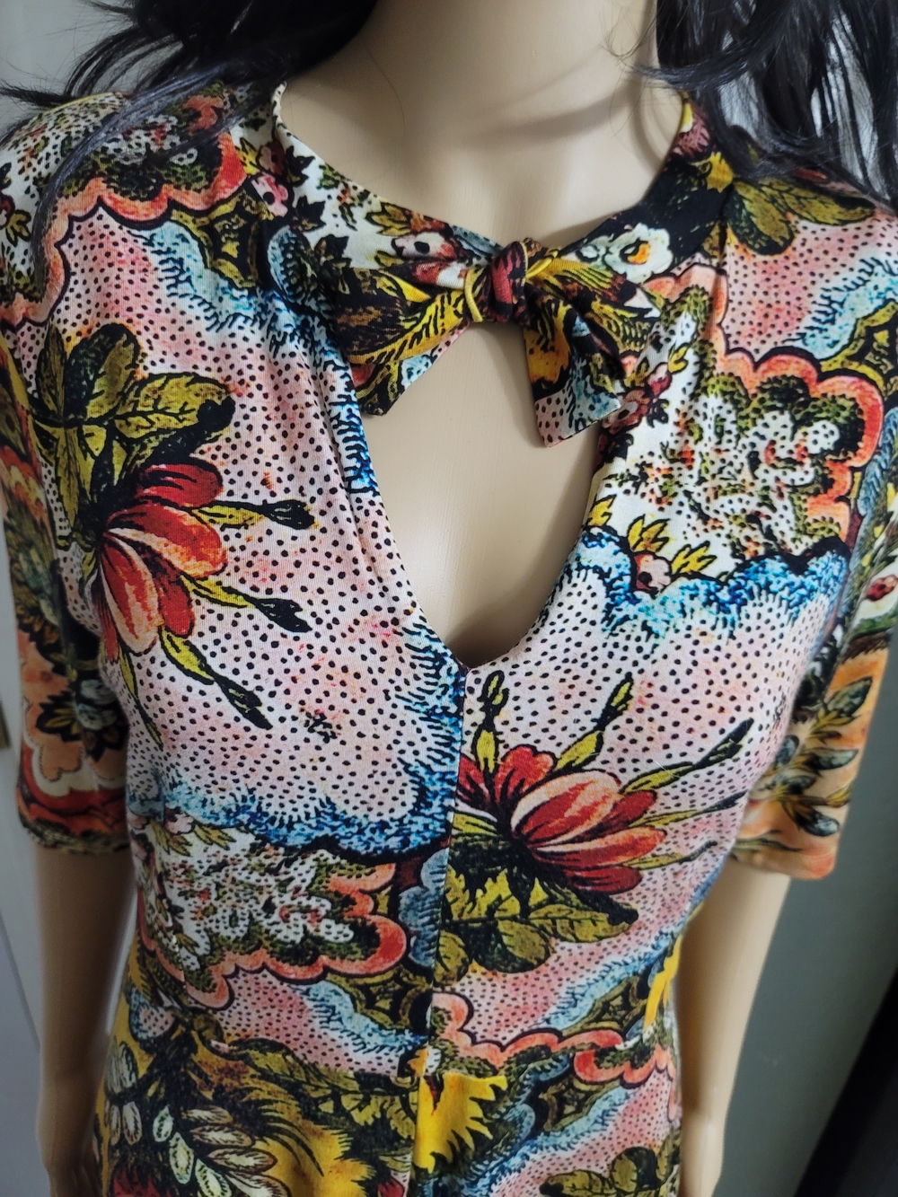 Desigual Yellow and Pink Floral Midi Dress - Picture 4 of 14